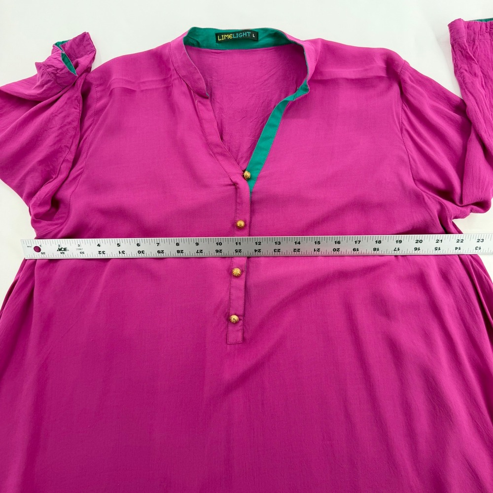Limelight Magenta Embroidered Handkerchief Hem Tunic Top Large Pink Teal Gold - Picture 8 of 10
